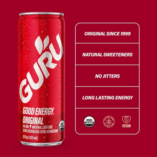 Vista 3 de Guru Bebida Energética Orgánica Bebida Energética - 12 onzas