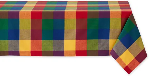 Vista 12 de DII Checkered Tabletop Collection 100% algodón, lavable a máquina, camino de mesa, 14x108, amarillo
