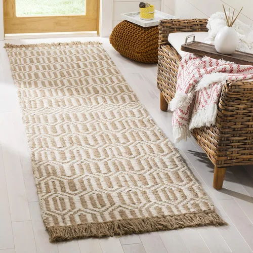 Vista 5 de SAFAVIEH Natural Fiber Collection - Alfombra decorativa de 2 x 3 pies, natural y marfil, hecho a mano, estilo bohemio con flecos, ideal para zonas