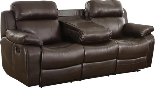 Vista 10 de Homelegance Sofá reclinable Marille con soporte para taza de consola central, cuero regenerado negro