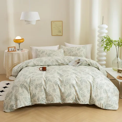 Vista 24 de ECOCOTT Juego de funda de edredón floral tamaño Queen, 100% algodón lavado, sensación de lino, 3 piezas, funda de edredón vintage con cierre