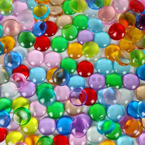 Vista 28 de HappyFiller 1200 PCS gemas acrílicas planas tipo canicas de 0.6" color morado brillante para rellenos de jarrones, confeti de fiesta, centros