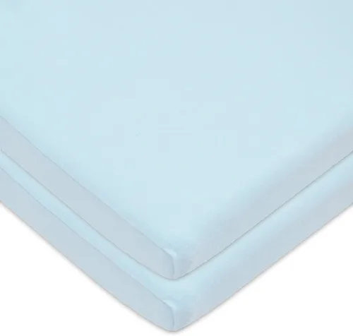 Vista 17 de American Baby Company Sábana bajera ajustable de 15 x 33 pulgadas, 100% algodón natural, suave y transpirable, para niños y niñas Azul bebé