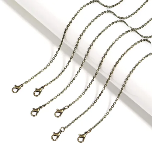 Vista 4 de Forise Paquete de 24 cadenas de collar a granel de 0.079 pulgadas de aleación de bronce antiguo para fabricación de joyas de 18 pulgadas