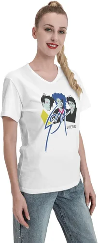 Vista 5 de Soda Stereo - Camiseta de manga corta con cuello en V para mujer