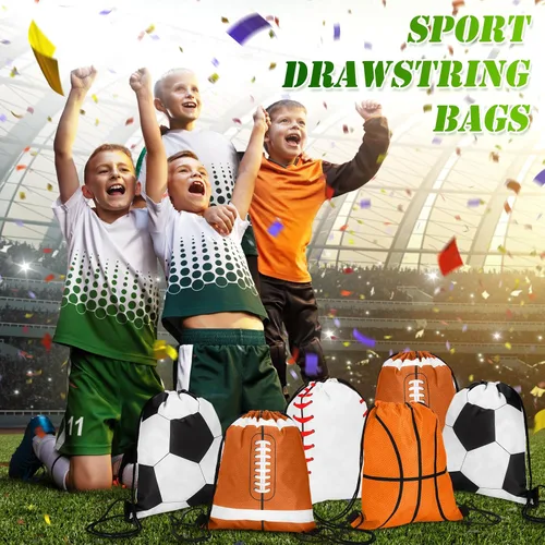Vista 7 de Censen Juego de 24 bolsas con cordón a granel de 12 x 10 pulgadas, impermeables, paquete de playa para fútbol, béisbol, baloncesto, fútbol, fiesta