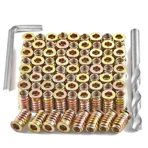 Vista 9 de 160 piezas de 1/4 pulgadas - 20 insertos de rosca para tornillos de metal, surtido de insertos de tuerca hexagonal - conector de fijación de pernos