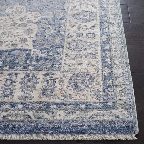 Vista 3 de SAFAVIEH Winston Collection - Alfombra de pasillo, 2 pies 2 pulgadas x 8 pies, color azul y crema, diseño envejecido, no desprende pelusa y de fácil