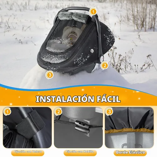 Vista 5 de IvyWind Funda de asiento de automóvil de invierno para bebé, funda universal para asiento de automóvil para bebés con ventana de malla transpirable