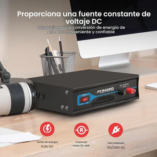 Vista 3 de Pyle Fuente de Alimentación Universal Compacta de Banco - Convertidor Regulado de Banco de Laboratorio para el Hogar de 30 Amperios de CA a CC