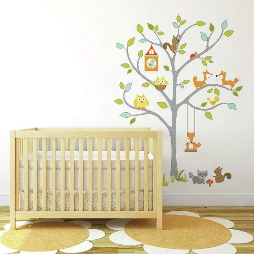Vista 2 de RoomMates RMK2729SLM Woodland Fox & Friends Tree - Calcomanías de pared para despegar y pegar