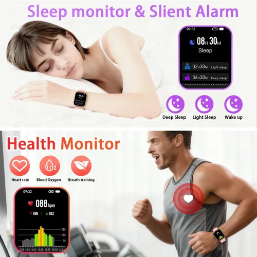 Vista 2 de Reloj inteligente para mujeres y hombres Fitness: hacer respuesta llamada, relojes digitales para hombre, resistente al agua, reloj inteligente