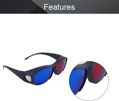 Vista 3 de Othmro Gafas de estilo 3D duraderas Gafas de visión 3D Gafas de juego de película 3D Gafas de juego de película rojo-azul Gafas 3D Marco de plástico