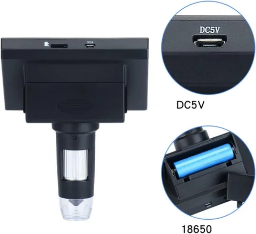 Vista 3 de Hemobllo Microscopio digital con soporte ajustable brillo aumento LED soporta idiomas para reparación y aprendizaje de placas de identificación