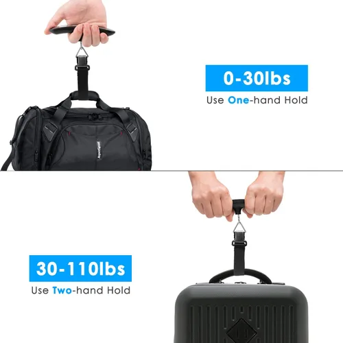 Vista 4 de Balanza digital de equipaje de regalo para maleta de viajero Balanza de peso de mano 110lbs
