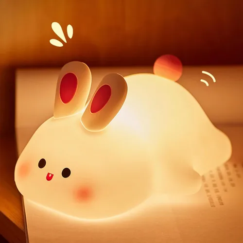 Vista 7 de Linda lámpara de pato, divertida luz nocturna de pato plano acostado, lámpara LED blanda novedosa de animales, luz nocturna para bebés pequeños