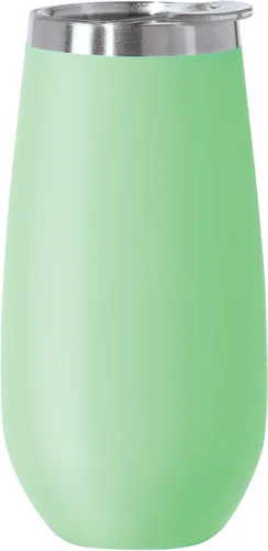 Vista 15 de OGGI Thermo Flute 'Celebrate Collection' - Vaso de copa de champán con aislamiento de acero inoxidable, grano de madera, 6 onzas, con tapa