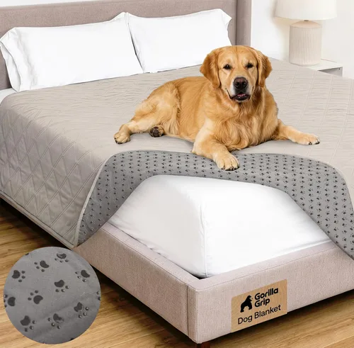 Vista 45 de GORILLA GRIP® Manta impermeable para perro, funda de sofá a prueba de fugas para perros, parte trasera de agarre de silicona, protege el sofá