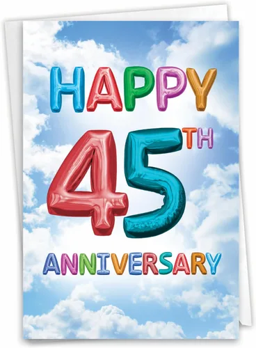 Vista 9 de NobleWorks 45 aniversario – 45 años de matrimonio amoroso con sobre para hombres, mujeres (1 tarjeta) (no papel de aluminio, capas o 3D) hitos