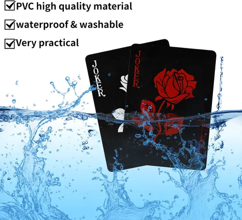 Vista 9 de Joyoldelf Cartas de juego, baraja de cartas impermeable con patrón único y respaldo de flores, póker de PVC para fiestas, juegos y magia