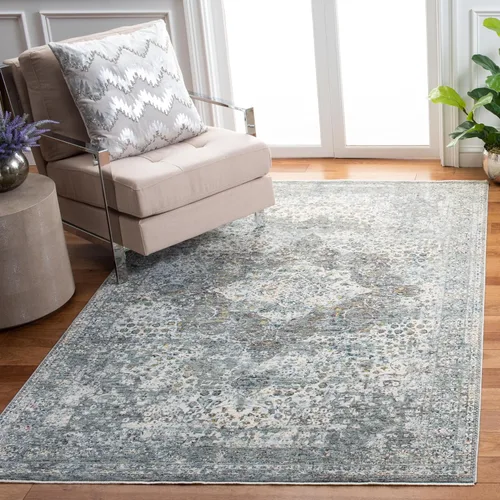 Vista 6 de SAFAVIEH Winston Collection - Alfombra de pasillo, 2 pies 2 pulgadas x 8 pies, color azul y crema, diseño envejecido, no desprende pelusa y de fácil