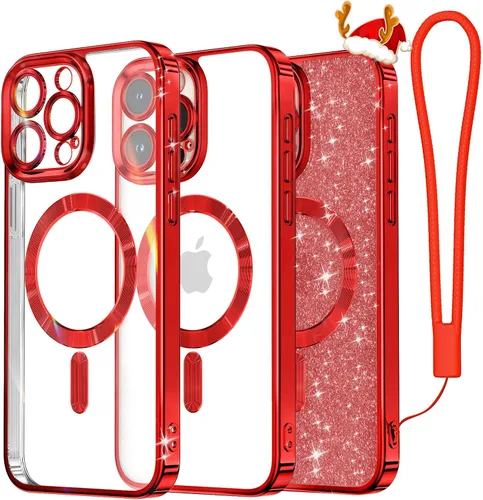 Vista 62 de Meifigno - Funda diseñada para el iPhone 16 Pro de 6.3", [Tarjeta de purpurina y correa para la muñeca] [Compatible con MagSafe]