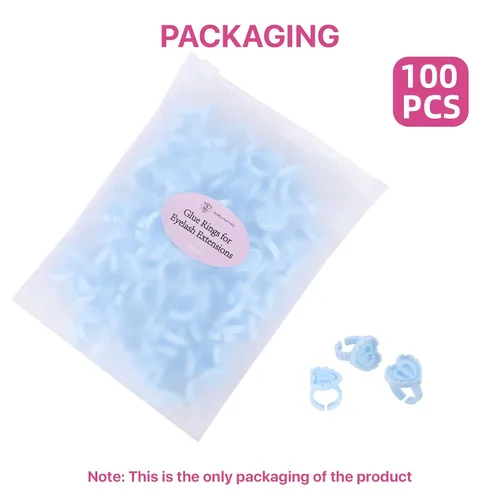 Vista 5 de Pretty memory 100 anillos de pegamento para extensiones de pestañas, encantador corazón, anillos de pegamento para pestañas, soporte adhesivo