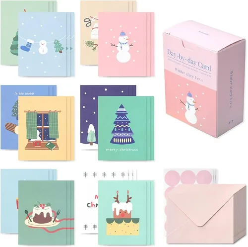 Vista 22 de Monolike Tarjeta Día a Día, 101 Seúl Doce Meses - Mezcla de 48 Mini Tarjetas Individuales, 24 sobres Paquete