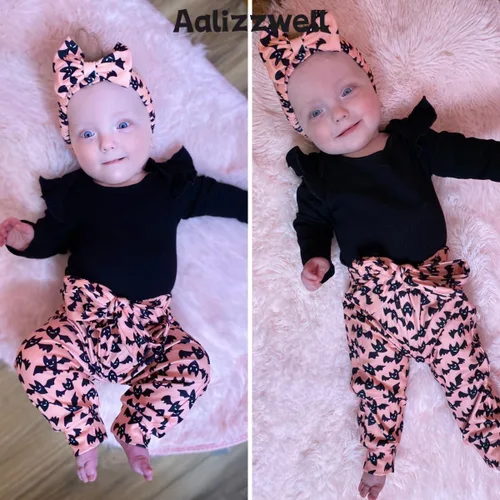 Vista 3 de Aalizzwell Conjunto de mameluco acanalado para bebé recién nacido prematuro para otoño e invierno