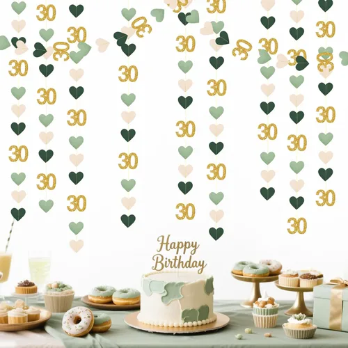 Vista 12 de Decoraciones de cumpleaños negras con lazo del 30 aniversario, guirnalda de lazos coquette con purpurina, pancarta serpentina para mujeres