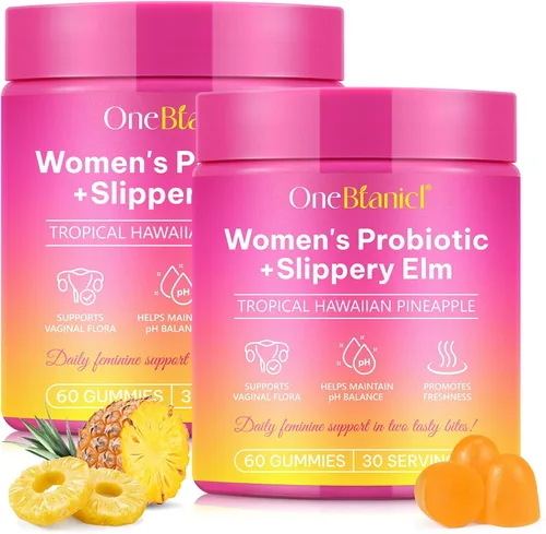 Vista 10 de Gomitas de probióticos femeninos para mujeres con olmo resbaladizo, probióticos vaginales para mujeres, gomitas de equilibrio femenino de pH para un