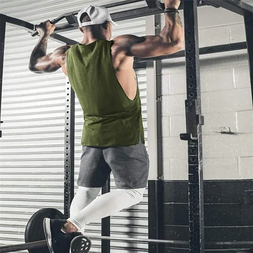 Vista 4 de COOFANDY Camiseta sin mangas de entrenamiento para hombre, paquete de 2 camisetas sin mangas para gimnasio y culturismo