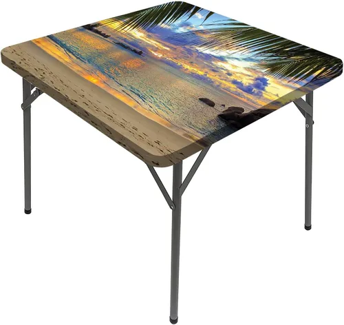 Vista 13 de Manteles de decoración costera, lujosos y románticos de madera para tumbonas Maldivas, lavable, a prueba de derrames, se adapta a mesas de 24 x 24
