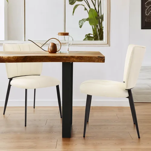 Vista 7 de Homcosan Juego de 2 sillas de comedor, modernas sillas de cocina con asiento acolchado tapizado y patas de metal, fácil montaje, sillas de comedor