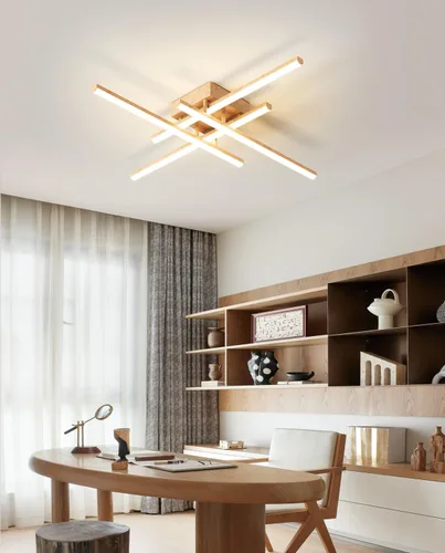 Vista 7 de Lámpara de techo moderna Sputnik LED regulable con control remoto, iluminación de techo negra empotrada, lámpara de techo para dormitorio, estudio