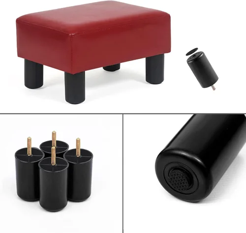 Vista 6 de Asense Reposapiés otomano moderno pequeño rectangular de piel sintética para sala de estar dormitorio