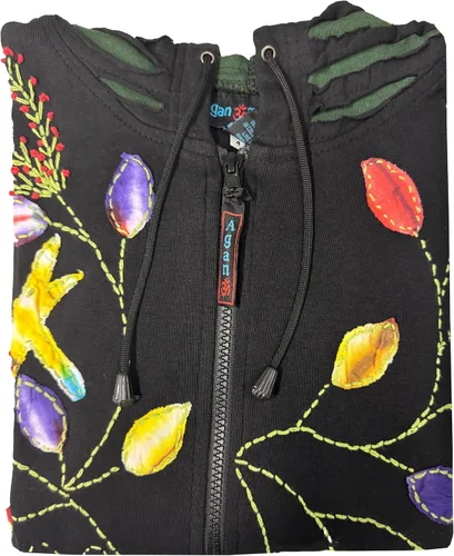 Vista 25 de Agan Traders Chaquetas bohemias con cremallera para mujer, con parches de teñido anudado, sudaderas ligeras con capucha para mujer 2025