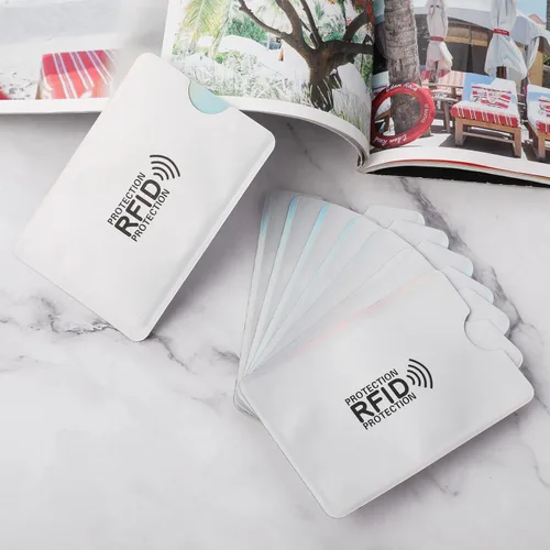 Vista 7 de TIESOME Juego de 10 fundas para tarjetas RFID, fundas de bloqueo RFID, impermeables, para tarjetas de crédito, protector de tarjetas de identidad