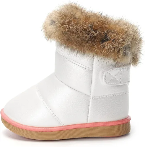 Vista 2 de KVbabby Botas de nieve para niños pequeños, con forro de piel sintética, impermeables