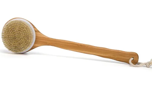 Vista 7 de Bath Dry Body Brush- Cepillo para la espalda con cerdas naturales, de largo mango de madera para la celulitis y es exfoliante de Janrely