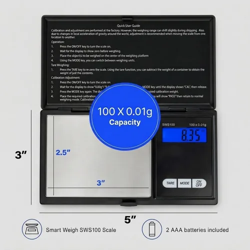 Vista 2 de Smart Weigh Digital Pocket Gram Scale 3.53 oz x 0.0004 oz, LCD