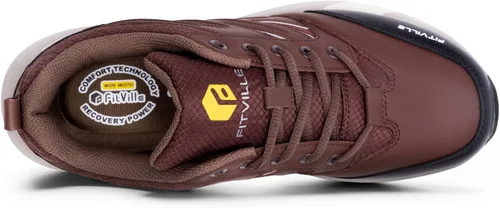 Vista 4 de FitVille Mens Wide Hiking Shoes Waterproof Outdoor Work Shoes Trekking Trails Sneakers with Arch Support for Heel Pain Relief - Sturdy Core