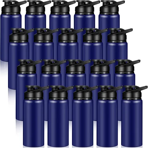 Vista 10 de Potchen - Paquete de 20 botellas de agua de aluminio con tapa a presión, color negro, 20 onzas