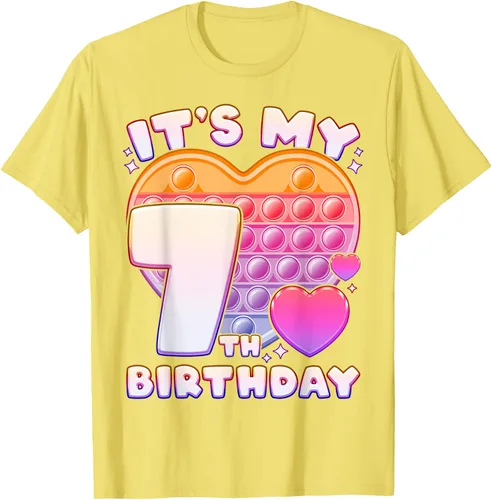 Vista 69 de Pop-it Birthday Girl 7 años de edad, Push it Pop Fidget Bubble Camiseta, Negro