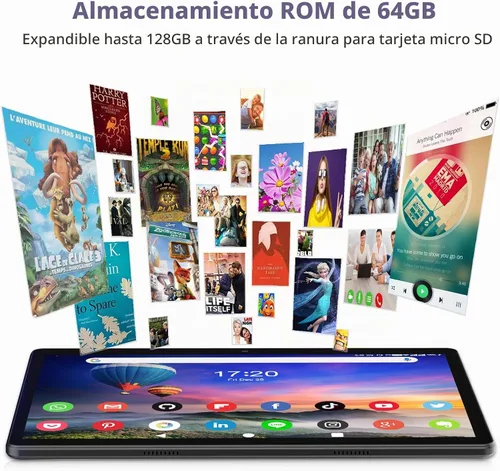 Vista 2 de FEONAL Tablet Tablet Android de 10.1 pulgadas 2025 Última actualización Procesador Octa-Core con 64 GB de almacenamiento, cámara dual de 13MP+5MP