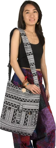 Vista 4 de Tribe Azure - Bolso bandolera grande tipo hobo para el hombro, con compartimento, bolsillos funcionales, cremallera, viajes, mercado, manta