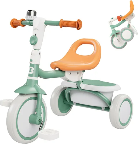 Vista 16 de besrey Triciclo para niños pequeños con campana, triciclo para niños de 18 meses a 5 años, triciclo para niños, bicicleta para niños de 1.5 a 5