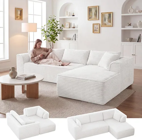 Vista 16 de Vesgantti 106" Boneless Couch with Chaise, U Shaped Deep Seat Comfy Cloud Modular Sofa Chenille Memory Foam Sectional Couches for Living Room
