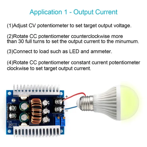 Vista 4 de Módulo de fuente de alimentación 20A DC-DC 6V-40V a 1.2V-35V Convertidor reductor reductor ajustable Adaptador CVCC Voltaje constante Convertidor