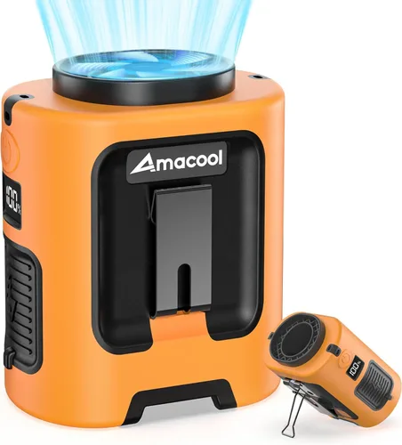 Vista 9 de AMACOOL Mini ventilador de cintura portátil con clip, 13,000 rpm, 4 velocidades, ventilador de cuello personal, hasta 24 horas de duración